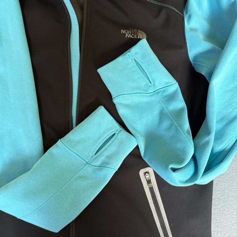 The North Face Hooded lightweight Aqua & Black Men’s Jacket size‎ S/P